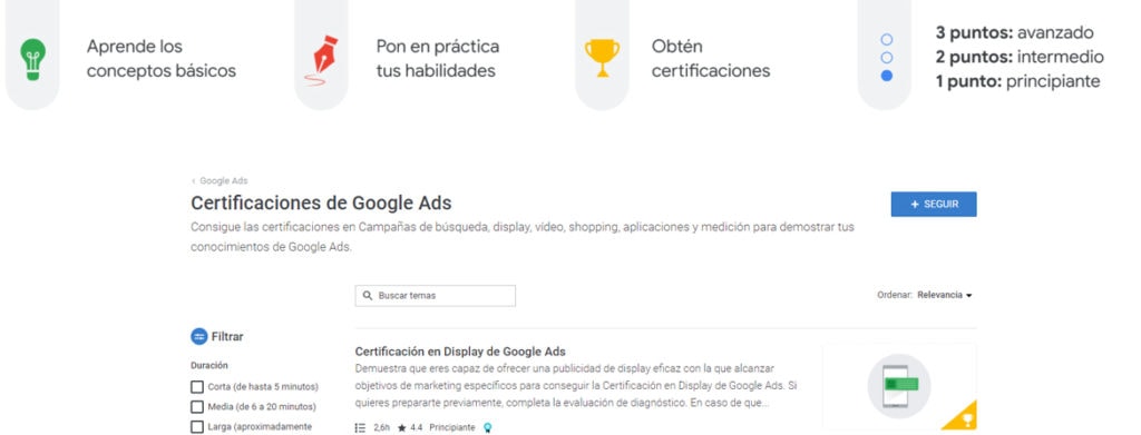 cursos de Google con certificado