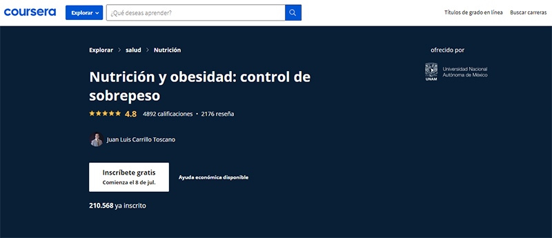 curso de nutrición gratis
